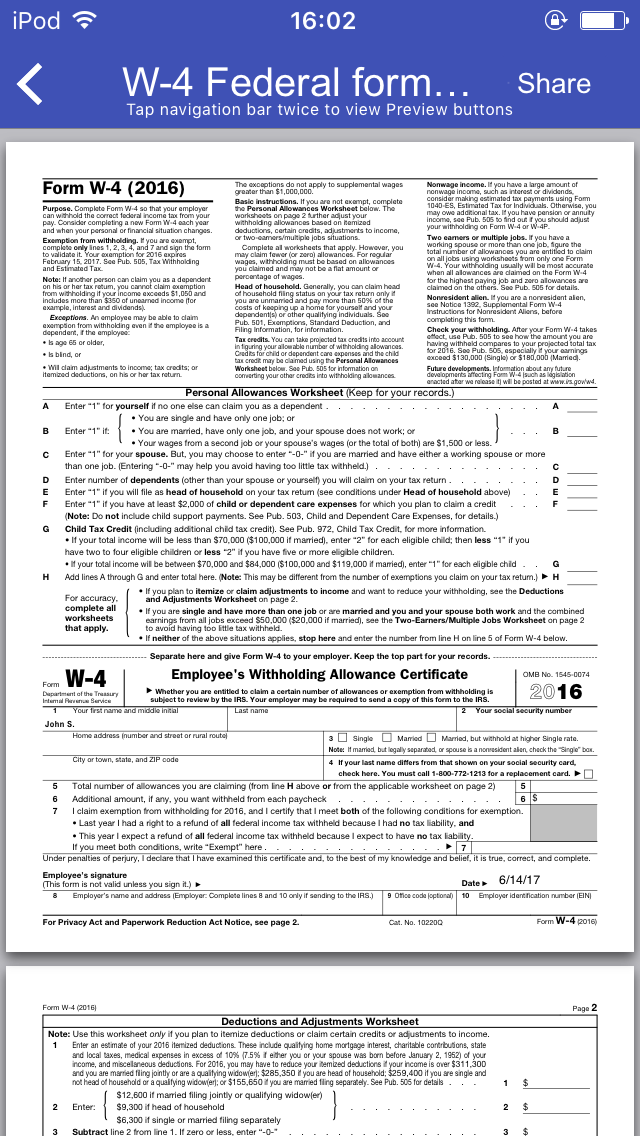 Free Printable W 4 Form For Employees Printable Forms Free Online